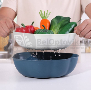 Терка-дуршлаг Cleaning Basket Two In One со сменными насадками Синий корпус