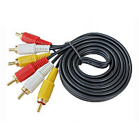 Кабель 3x RCA (AV) - 3x RCA (AV), папа-папа, 1,5 метра, черный 555213