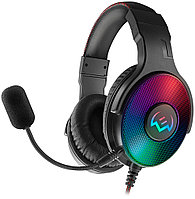 Наушники геймерские с микрофоном и RGB-подсветкой SVEN AP-U1001MV, кабель 2.2м, регул. громк., черный 555929