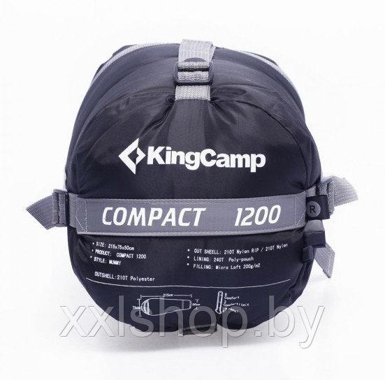 Спальный мешок KingCamp Compact 1200 (-8С) 3175 grey (правая) - фото 4 - id-p147793124