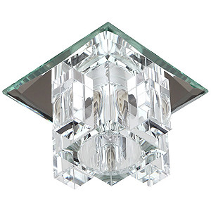 Светильник DK2 SL/WH  ЭРА декор "хрустальнй куб с вертик столб." G9,220V, 40W, зеркальный/прозрачный