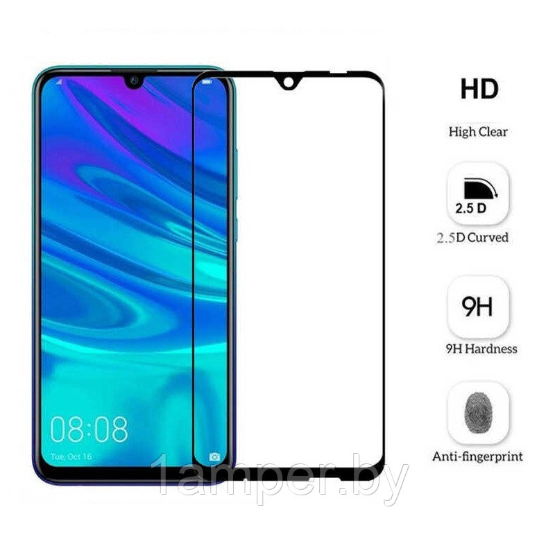 Защитное стекло 9D (дополнительное самоклеющееся) на экран Huawei P Smart 2019/Honor 10 Lite Черное - фото 1 - id-p147821807