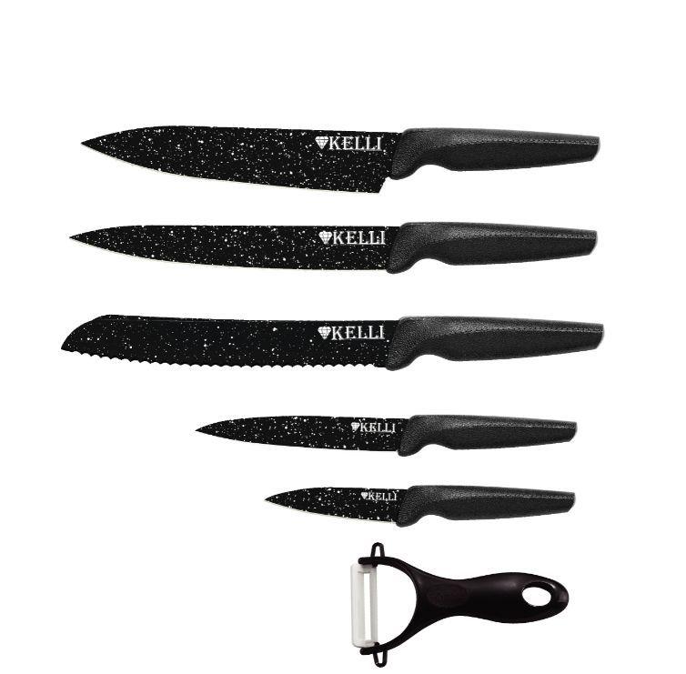 KL-2033 Набор ножей с Мраморным покрытием 6 предметов KELLI - фото 1 - id-p147409699