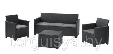 Комплект мебели Emma store 3 seater" (3х-местный диван, 2 кресла, столик-сундук), графит, фото 2