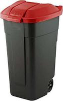 Контейнер для мусора на колёсах с цветной крышкой Segretation Bin 110L,чёрный/красный.