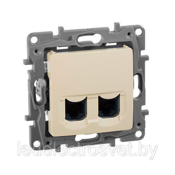 Etika - Розетка 2хRJ-45 UTP CAT5E 8конт. (сл.кость) - фото 1 - id-p147814113