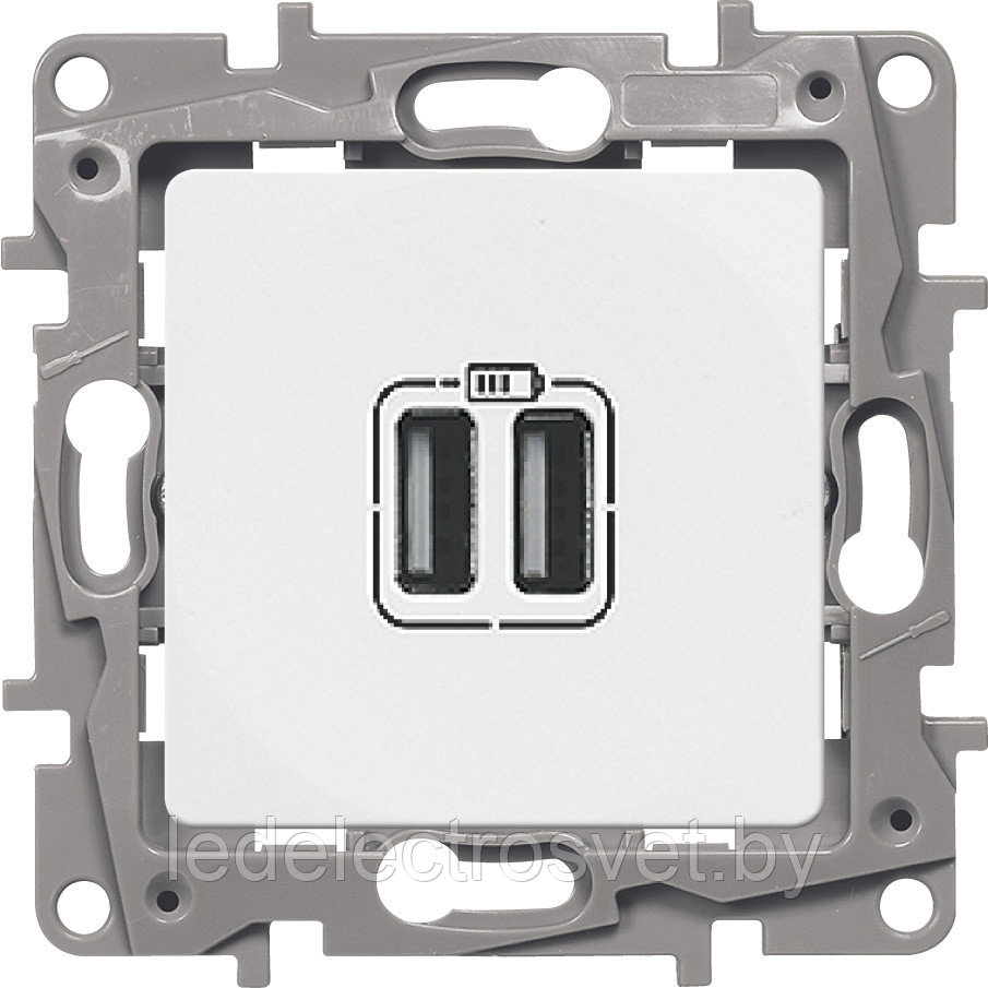 Etika - Зарядное устройство с двумя USB-разъемами Type C, 3000mA (белый) - фото 1 - id-p147814143