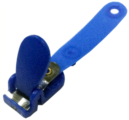 Клип для бейджа Plastic ID Clip 100 шт., металл+пластик, голубой ремешок