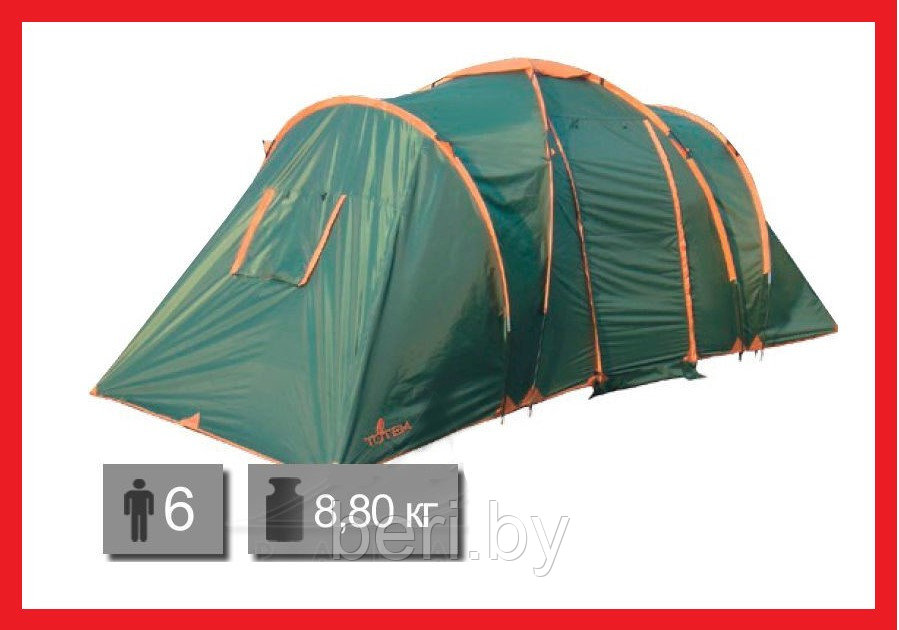 TTT-035 Палатка туристическая Totem Hurone 6 (V2), 2000 мм в.ст., 6-ти местная - фото 1 - id-p147887534