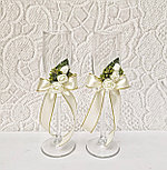 Комплект свадебных бокалов и свечей "Классика" в кремово-золотом цвете, фото 2