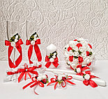 Комплект свадебных бокалов и свечей "Классика" в красном цвете, фото 4