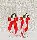 Комплект свадебных бокалов и свечей "Классика" в красном цвете, фото 3