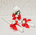Комплект свадебных бокалов и свечей "Классика" в красном цвете, фото 2