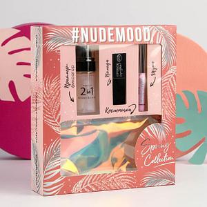 Подарочный набор Nude mood  для легкого макияжа 4 в 1 (тушь, помада, спрей праймер-фиксатор и стильная