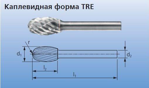 Твердосплавные борфрезы для чугуна TRE 1220/6 CAST