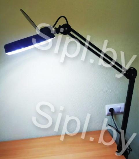 Лампа лупа косметическая SiPL LED на струбцине с крышкой Черная - фото 2 - id-p147636764
