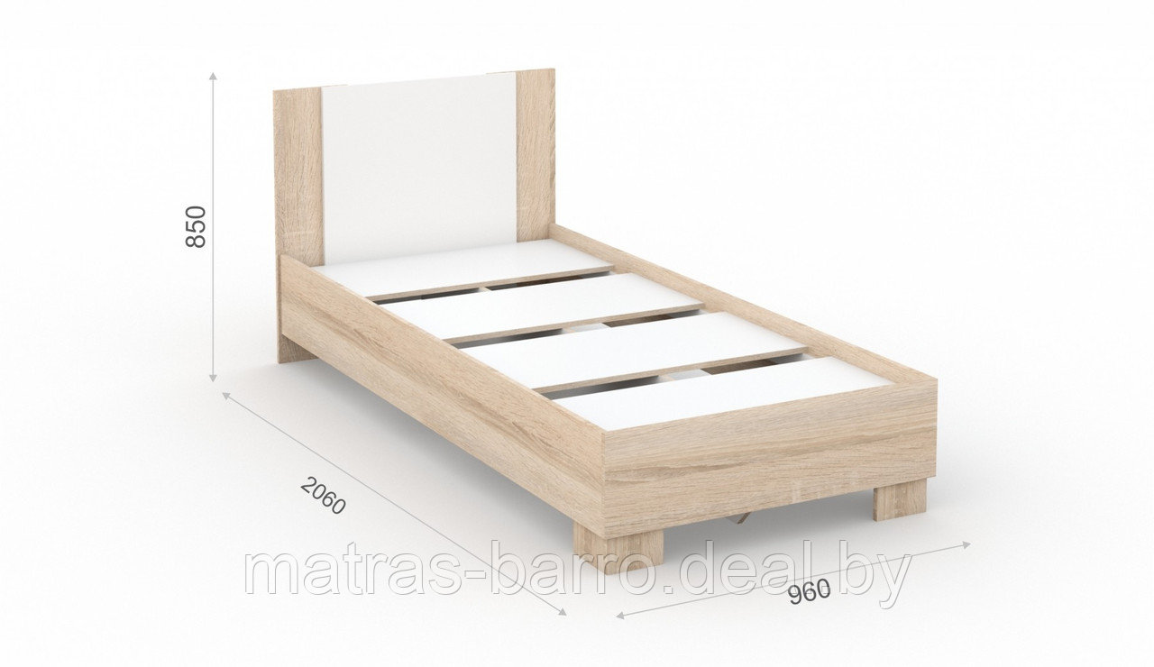 Кровать односпальная Аврора-90 белый/ателье серый - фото 5 - id-p147924196