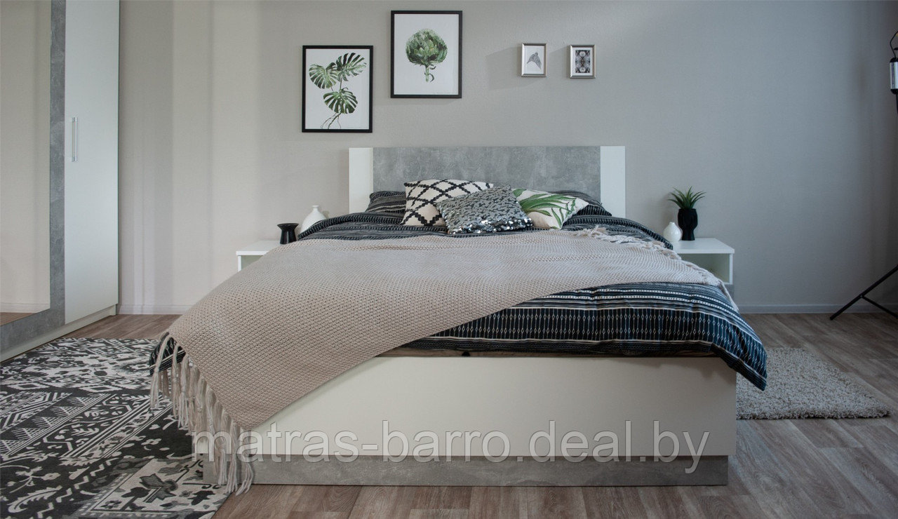 Кровать односпальная Аврора-90 белый/ателье серый - фото 3 - id-p147924196