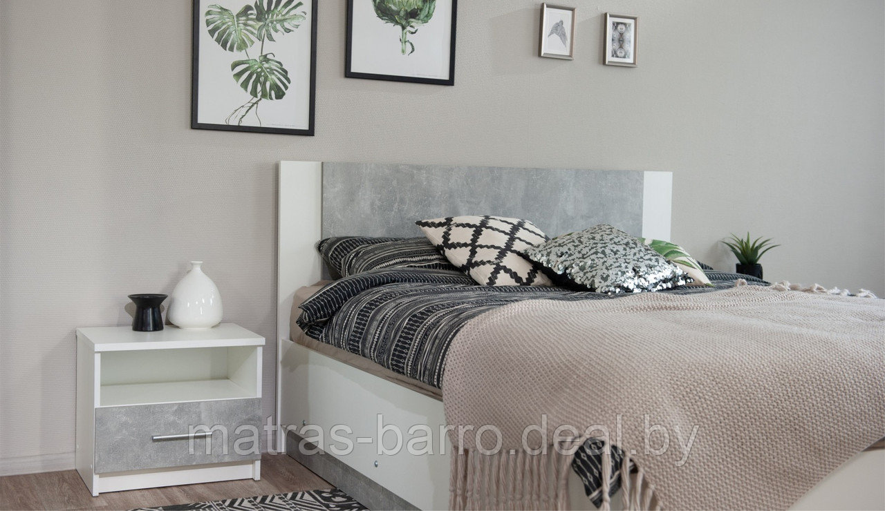 Кровать односпальная Аврора-90 белый/ателье серый - фото 4 - id-p147924196