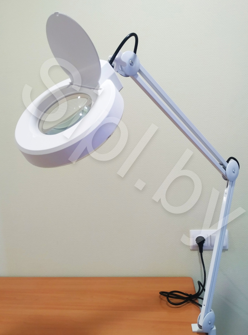 Лампа лупа косметическая SiPL LED на струбцине с крышкой Белая - фото 1 - id-p147626166
