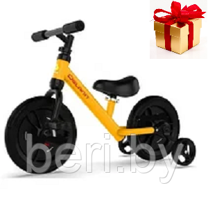 TF-01 Детский велосипед, беговел 2в1, съёмные педали и дополнитеьные колёса, желтый - фото 2 - id-p143432738
