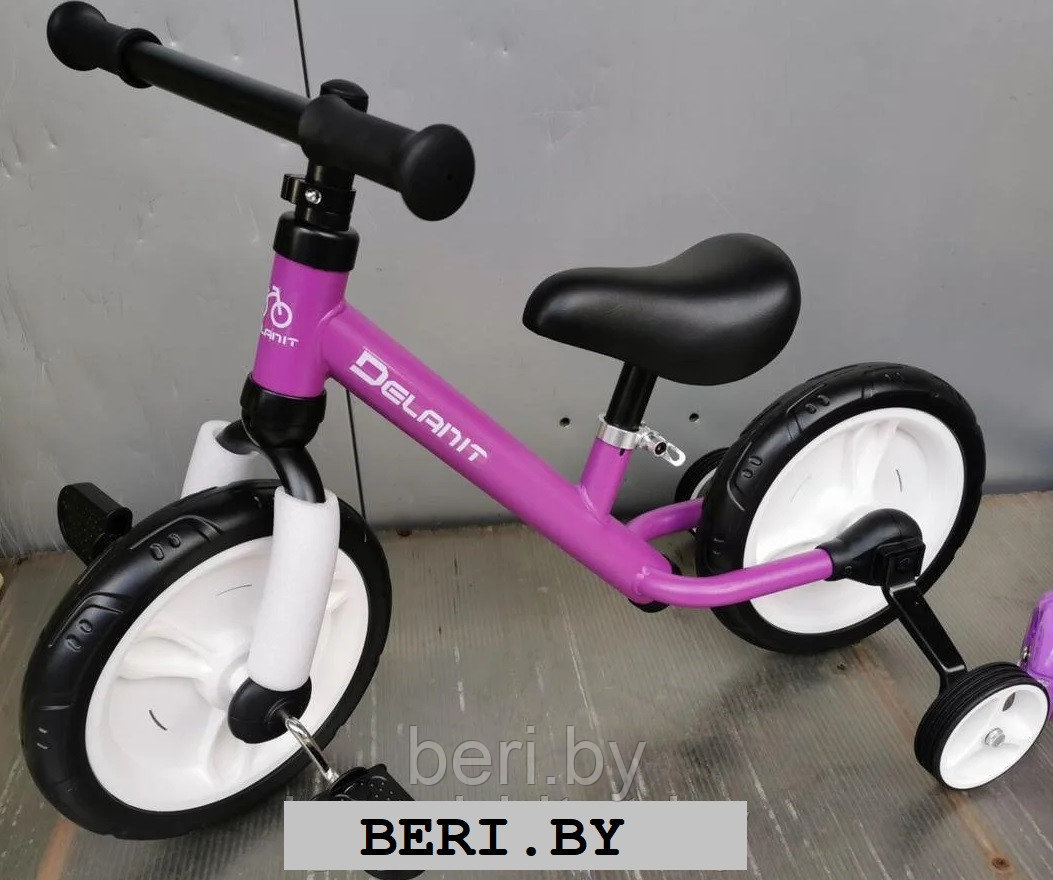 TF-01 Детский велосипед, беговел 2в1, съёмные педали и дополнитеьные колёса, зеленый - фото 6 - id-p147991134