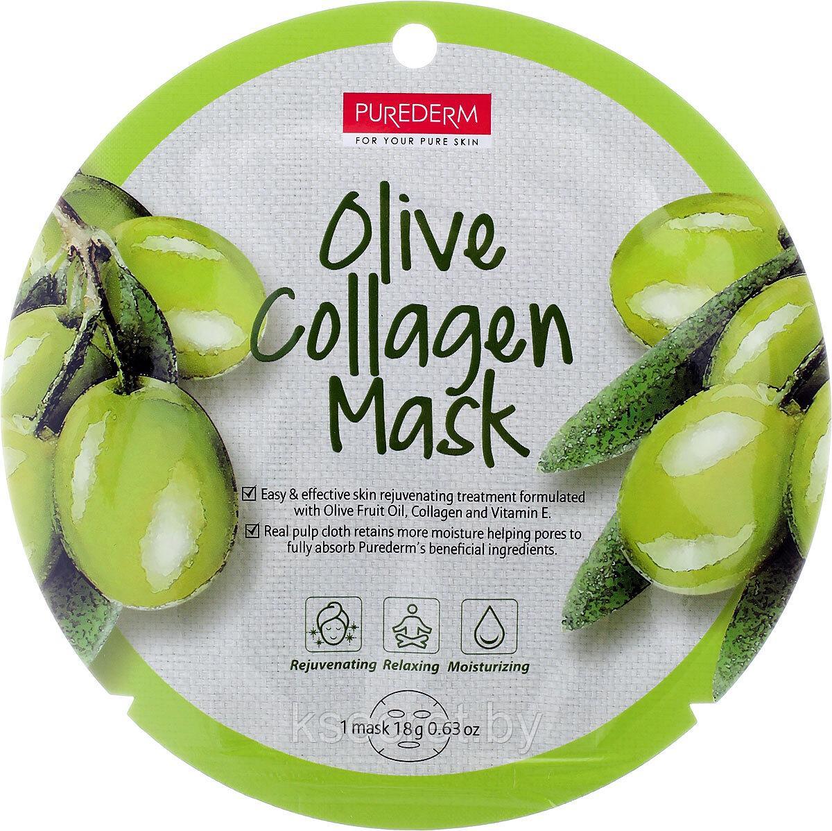 Тканевая маска для лица Purederm Олива и Коллаген - фото 1 - id-p147992851