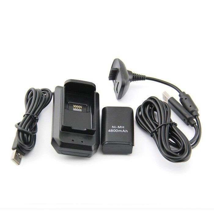 Зарядное устройство + 2 аккумулятора + кабель для геймпада ХBOX 360 - 5 in 1 Play & Charge Kit Black - фото 5 - id-p148070265
