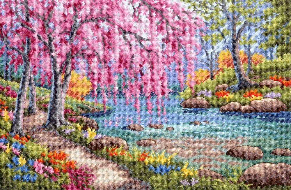Набор для вышивания крестом «Вишневый Ручей» «Cherry Blossom Creek» - фото 1 - id-p148085478
