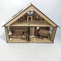 Кукольный домик №2 (с мебелью) размер 30х50х30 см