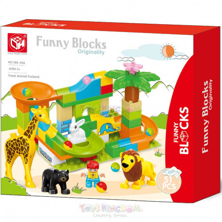 Конструктор Kids Home Toys блочный 188-438 "Веселый зоопарк", 51 деталь, крупные детали, аналог Lego Duplo - фото 1 - id-p148087018