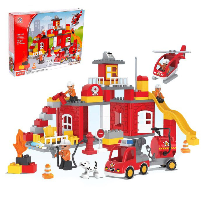 Конструктор Kids Home Toys  188-101"Пожарная часть", 90 деталей, крупные детали, для малышей аналог Lego Duplo