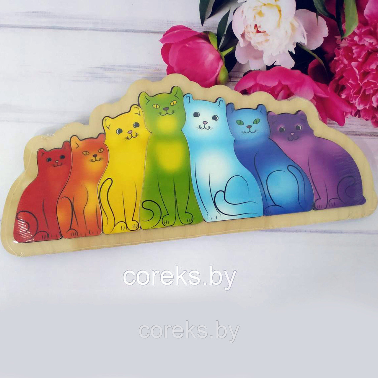 Деревянная доска "Разноцветные котята" - фото 1 - id-p115749136