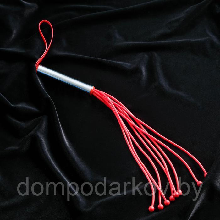 Плеть латексная с ударным эффектом, ручка 10 см, хвост 20 см, красная