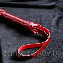 Плеть кожаная, лаковая, красная, 40 см, фото 2