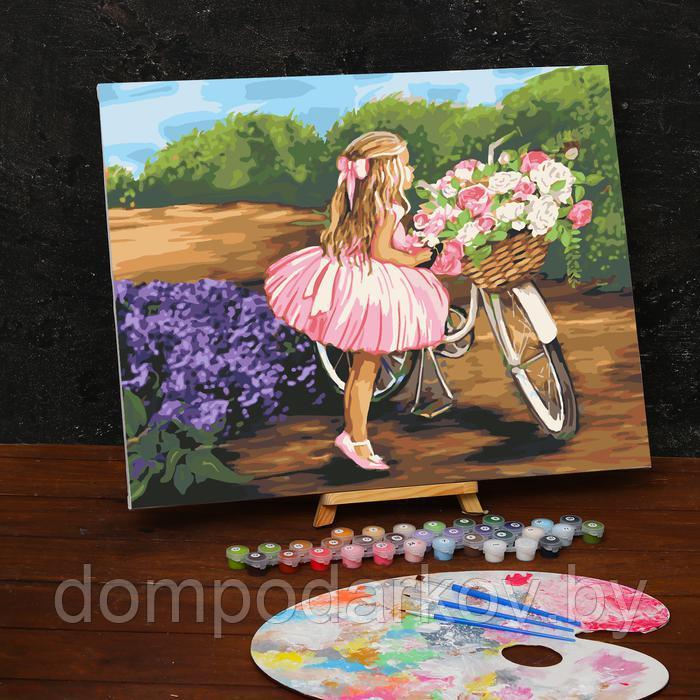 Картина по номерам на холсте с подрамником «Девочка с велосипедом» 40х50 см - фото 1 - id-p148092964