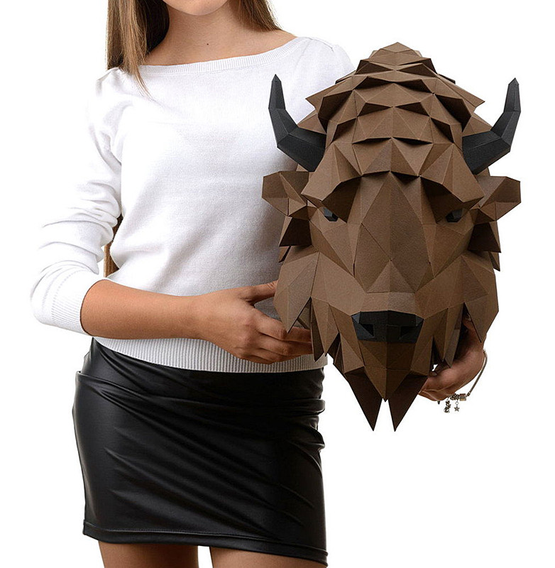 Зубр Волат (коричневый). 3D конструктор - оригами из картона - фото 5 - id-p148109498