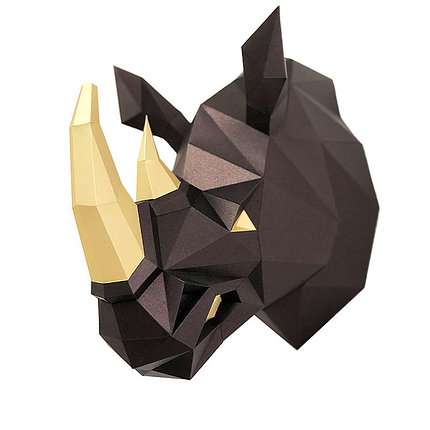 Носорог Рок (тёмно-кричневый). 3D конструктор - оригами из картона, фото 2