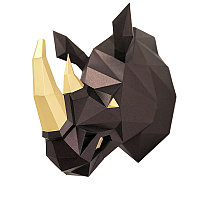 Носорог Рок (тёмно-кричневый). 3D конструктор - оригами из картона
