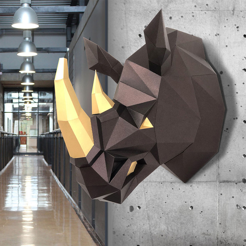 Носорог Рок (тёмно-кричневый). 3D конструктор - оригами из картона - фото 2 - id-p148109499