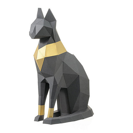 Кошка Бастет (серая). 3D конструктор - оригами из картона, фото 2