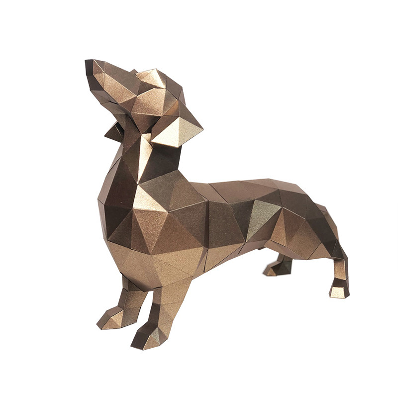 Такса Алекс (бронзовая). 3D конструктор - оригами из картона - фото 1 - id-p148109509