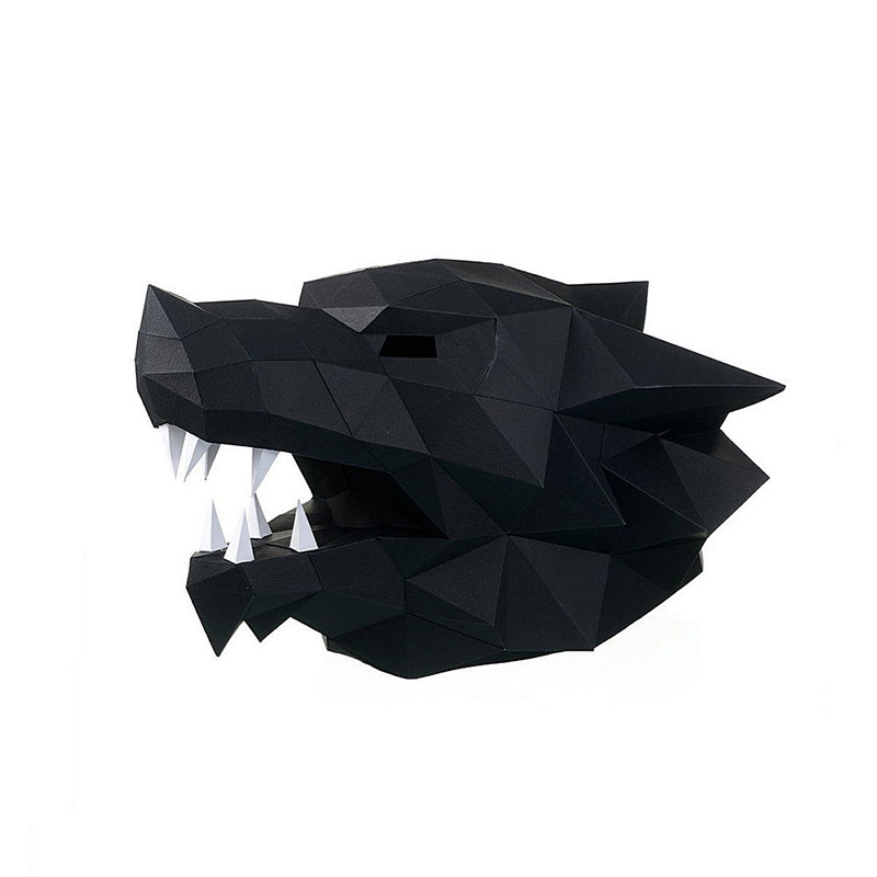 Маска Волк (чёрный). 3D конструктор - оригами из картона - фото 1 - id-p148109515