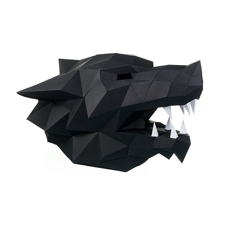 Маска Волк (чёрный). 3D конструктор - оригами из картона - фото 3 - id-p148109515