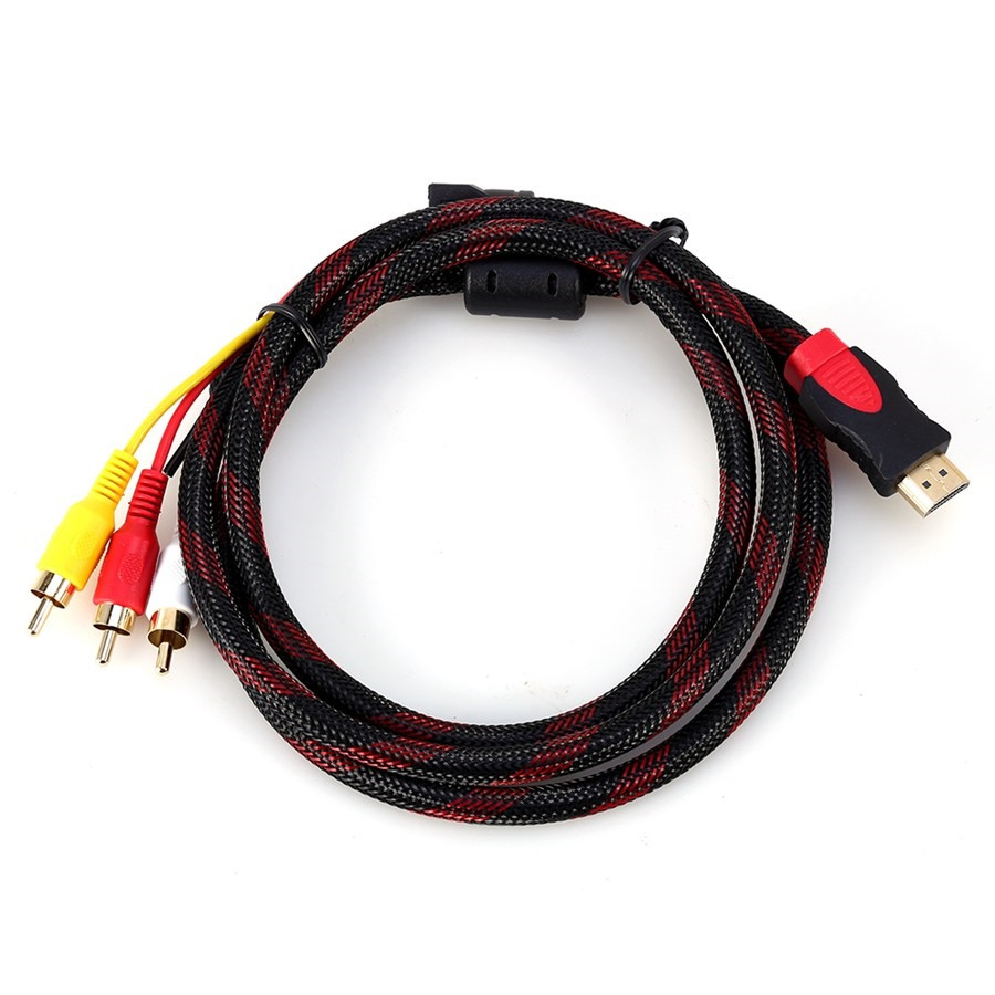 Кабель - переходник HDMI - 3x RCA (AV белый-красный-желтый), 1,5 метра 555046 - фото 3 - id-p138001951