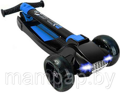 Самокат Big Maxi Scooter 1620| Светящиеся колеса, фары| Синий цвет