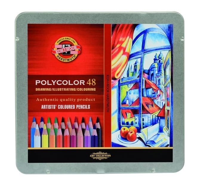 Набор высококачественных художественных цветных карандашей KOH-I-NOOR Polycolor 48 цветов, в жести