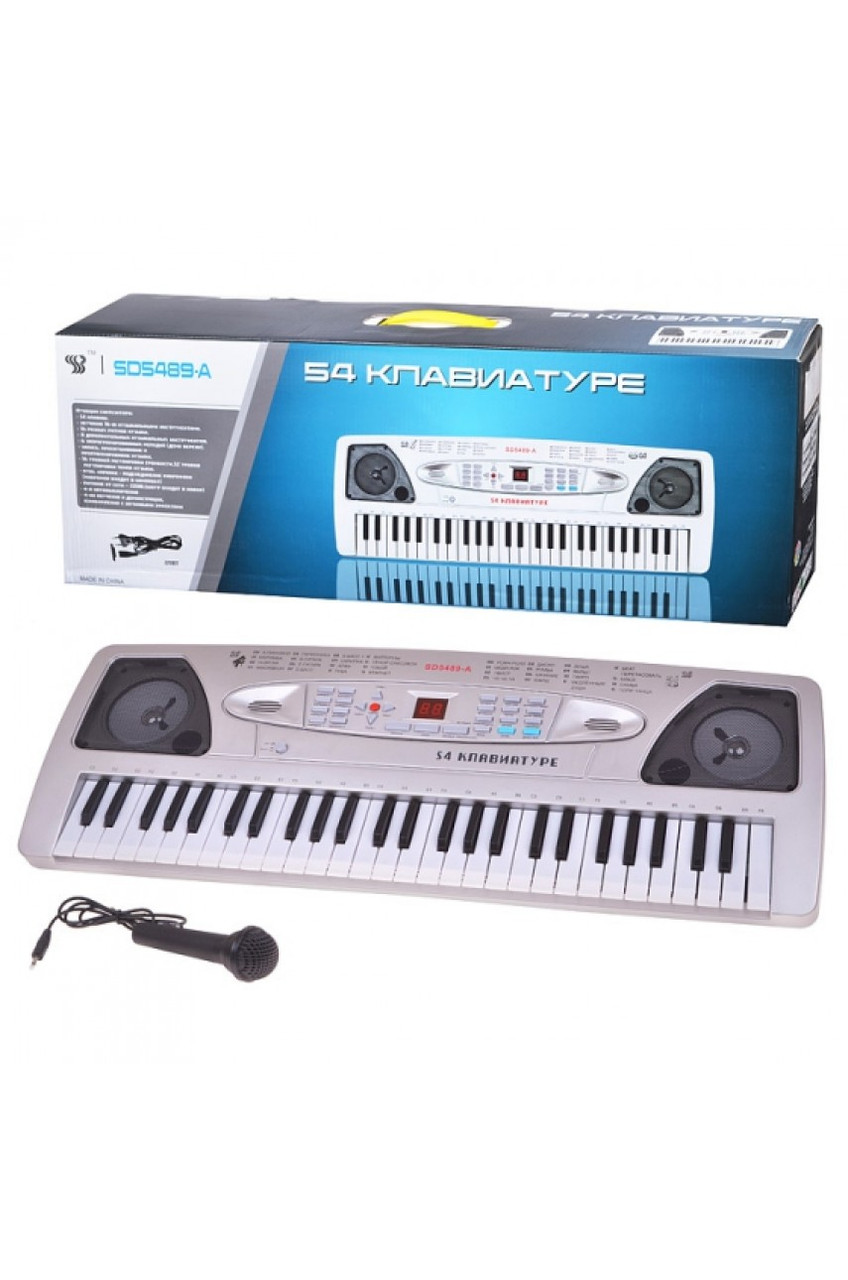 Детский синтезатор пианино 54 клавиши от сети и от батареек SD5489-A - фото 1 - id-p148145263