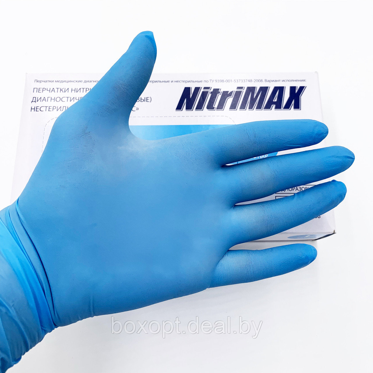 Перчатки нитриловые Nitrimax (голубые) - фото 2 - id-p148145269