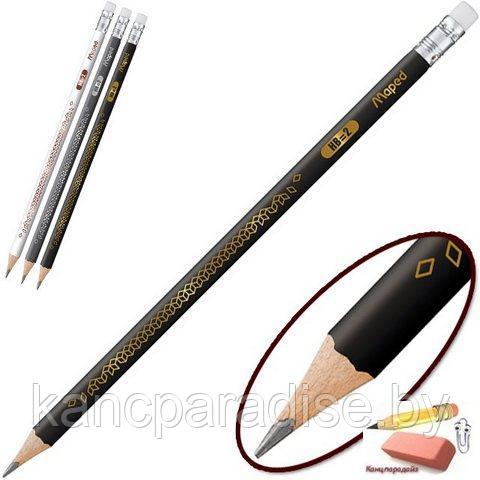 Карандаш чернографитный Maped Black Pep's Deco, HB, трехгранный, заточенный, арт.850060 - фото 1 - id-p148145756